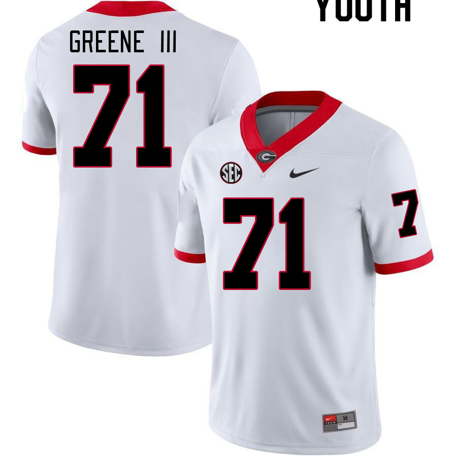 Youth #71 Earnest Greene III Georgia Bulldogs College Football Jerseys Stitched-White - Click Image to Close